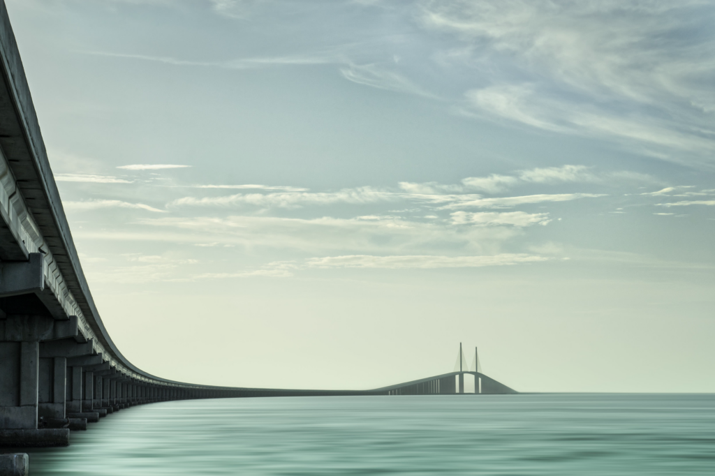 bridge spans over water